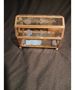 Leaded Glass Small Mirrored Gold Metal Box Flower Etchings - 3x4 Made In... - $651.32 MXN