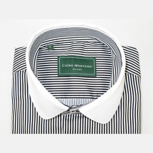 Men 100% Cotton Dress Shirt CIERO MONTERO Turkey 1f94-06 White black Slim Fit image 6