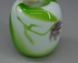 Signed Studio Art Glass Vase Heavyweight Purple &amp; Gold Flower Green Whit... - $47.99