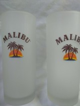 Malibu Rum Tall Frosted Glasses Vtg 6&quot; Tall Lot Of (2) - £14.08 GBP