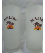 Malibu Rum Tall Frosted Glasses Vtg 6&quot; Tall Lot Of (2) - £14.11 GBP