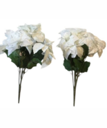 Ashland Floral Poinsettia White Stem 2 Artificial Bush Glitter Decor 24&quot;... - $339.09 MXN