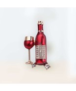 Sparkling rhinestone wine bottle and wine, glass metal brooch. Gold and ... - €6,03 EUR