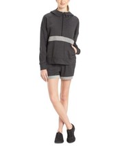 Josie Natori Womens Chi French Terry Active Half-Zip Top,Heather Black Size L - £63.62 GBP