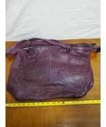 Black Rivet Oversize Purse Bag Large Eggplant Purple Laser Cut Design Le... - €21,87 EUR