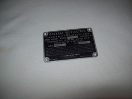 Vtg GE General Electric Metal Name Plate Tag  4ES13A1 Transmitter Receiv... - $313.84 MXN