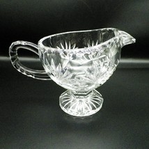 Crystal Footed Gravy Boat Fan and Criss-Cross Pattern Vintage Glassware - £31.96 GBP