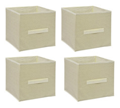 Set of 4 Tan Cream Collapsible Storage Cube Bins Containers  10.5x11x10. - £19.86 GBP