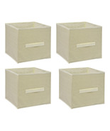 Set of 4 Tan Cream Collapsible Storage Cube Bins Containers  10.5x11x10. - £19.74 GBP