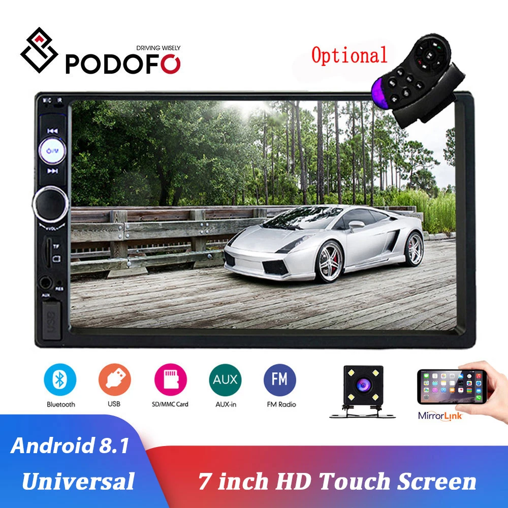 Podofo 2 Din Android Car Radio 7&quot; Bluetooth Stereo 2din Video Multimedia Player - £43.44 GBP+