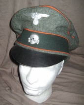 German ww2 elite Waffen ss replica reproduction Orange Crusher Cap Hat Sz 59 - £97.73 GBP