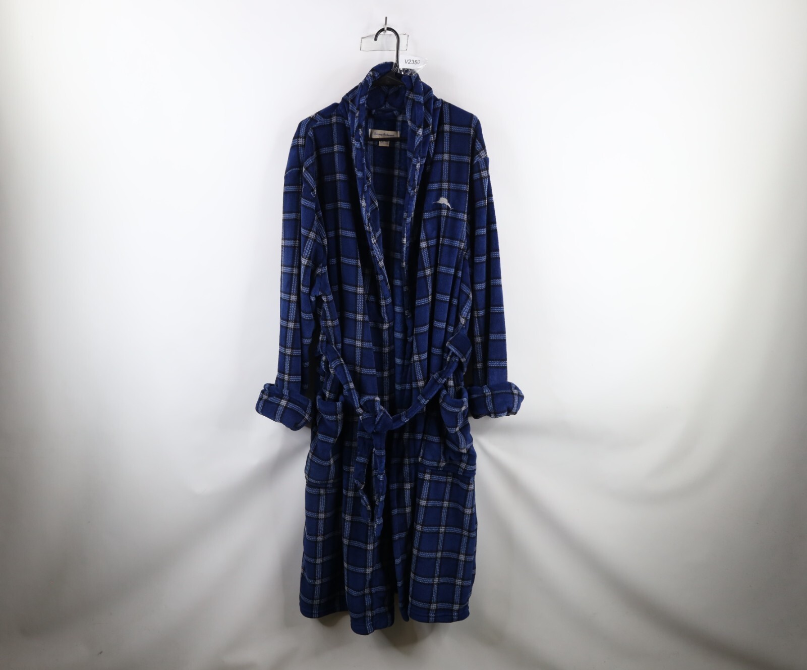 Vintage Tommy Bahama Mens L / XL Faded Plush Fleece Belted Bath Robe Blu... - $49.45