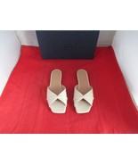 MALONE SOULIERS  Perla Croc Embossed Slide Sandals $710 - EU 38.5 - Beige - 1067 - $247.50