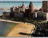 Aerial View Oak Street Lake Shore Drive  Chicago IL UNP Linen Postcard I15 - $2.92