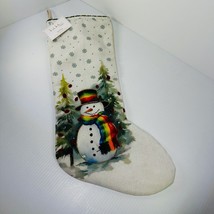 Nicole Miller Home Christmas Stocking Rainbow Dressed Snowman 8&quot; X 22&quot; Holiday - £47.45 GBP