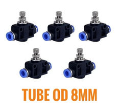 Pneumatic Air Flow Speed Control Valve Tube OD 8mm, Push In Fitting, 5 Pcs - $24.27
