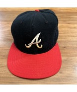Vintage Atlanta Braves Hat Cap Snapback New Era Wool Made USA 90s M/L Pr... - £19.52 GBP