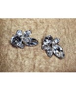 Vintage 1950s Sherman Clear Ice Rhinestone Earrings Clip Ons Signed MCM - £54.26 GBP