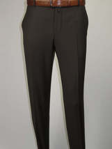 Men's MONO Turkey Slacks 100% Wool Plain Front Slim Fit 2502-11 D. Brown image 2