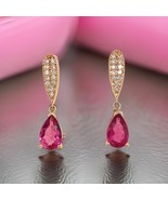 Natural Rubellite Diamond Earrings 14k Gold 1.60 TCW Certified $3,090 01... - $866.25