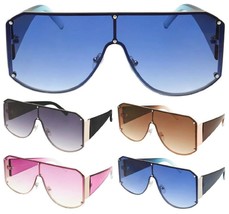 Xl Oversized Flat Top One Piece Shield Lens Luxury Aviator Sunglasses Fancy Vtg - £11.76 GBP