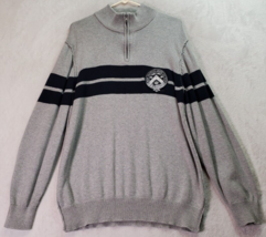 Nautica Sweater Mens Size 2XL Gray Knit 100% Cotton Long Sleeve Logo Quarter Zip - £13.74 GBP