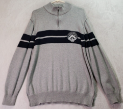 Nautica Sweater Mens Size 2XL Gray Knit 100% Cotton Long Sleeve Logo Quarter Zip - £13.98 GBP