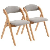 2 Pack Wooden Folding Chairs with Padded Seat and Back, Modern Dining Chairs Ext - £204.32 GBP