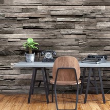 Tiptophomedecor Peel and Stick Wallpaper Wall Mural - Grey Cedar Barn Wood - Rem - $59.99+