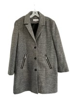 CALVIN KLEIN Womens Coat Gray Wool Blend Zip Pockets Button Front Boucle... - £33.93 GBP