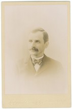 Antique Circa 1880s Cabinet Card Cornell Handsome Man Mustache Albany New York - £9.66 GBP