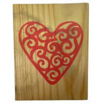 Heart Valentine Swirl Design Rubber Stamp Greenbrier Vintage Wood Block - £2.34 GBP