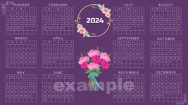 Purple calendar for 2024. Calendar colorful. Monthly calendar. Calendar colorful - £0.94 GBP
