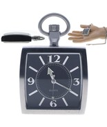 Pocket Watch SQUARE Solid Stainless Steel Case Curve Mineral Len Fob Cha... - $497.88 MXN