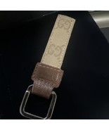 GUCCI Key ring Canvas/Leather Keychain Charm Beige Brown - $1,684.75 MXN