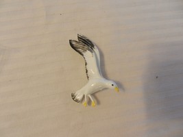 Vintage White Metal Flying Seagull Pin with Black and Yellow - £23.97 GBP