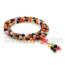 MULTI COLOR AGATE MALA 108 6mm Prayer Beads Necklace Stretch Wrap Bracel... - $189.67 MXN