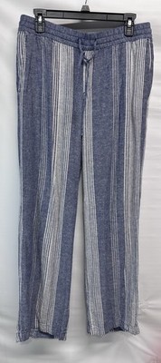 Old Navy Women’s High-Waisted Linen-Rayon Wide-Leg Pants Striped Size Me... - $17.79