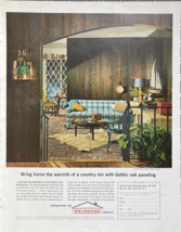 1963 Weldwood Vintage Print Ad The Warmth Of A Country Inn Gothic Oak Pa... - $14.45