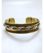 Handmade Boho Tri-Metal Cuff Bracelet – Brass Copper &amp; Silver Tone Triba... - $84.09 CAD