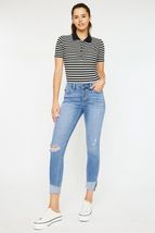 Kancan Light Blue Distressed Cat&#39;s Whiskers Button Fly Jeans - £38.53 GBP