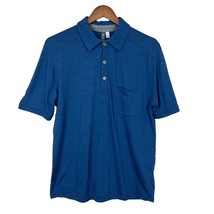 Ibex Polo Shirt Mens Small Blue Stripe 100% Merino Wool Short Sleeve Lig... - £39.85 GBP