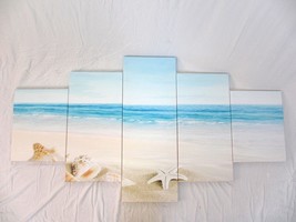 Pyradecor Seashell Large 5 Panels Seascape Giclee Canvas Prints - £15.61 GBP