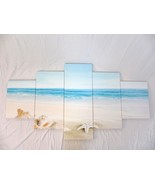 Pyradecor Seashell Large 5 Panels Seascape Giclee Canvas Prints - £15.32 GBP