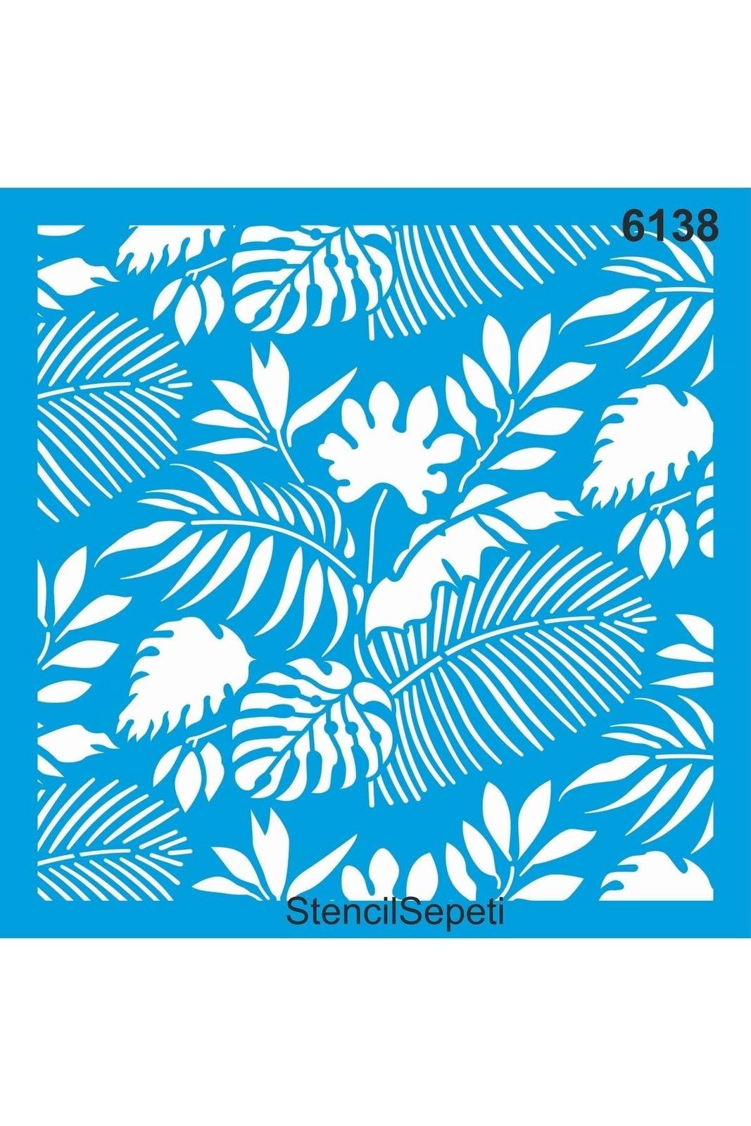 Tropical Wall Pattern - Stencil Painting Template 20x20cm - $3.52