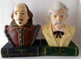 Lot 2 Mark Twain &amp; Shakespeare Book Ends/Bust Hand Painted Collectible P... - £133.08 GBP