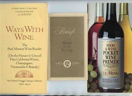 3 Wine Information &amp; Recipe Booklets Banfi Paul Masson Le Menu 1980&#39;s - $37.62