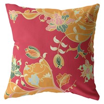 18&quot; Orange Red Garden Indoor Outdoor Throw Pillow - £48.56 GBP