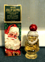 Avon Jolly Santa Here&#39;s My Heart Cologne Glass Bottle Decanter NEW VTG Orig Box - £7.82 GBP