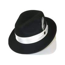 Men Bruno Capelo Hat Australian Wool Crushable Fedora Giovani Black White UN122 image 3